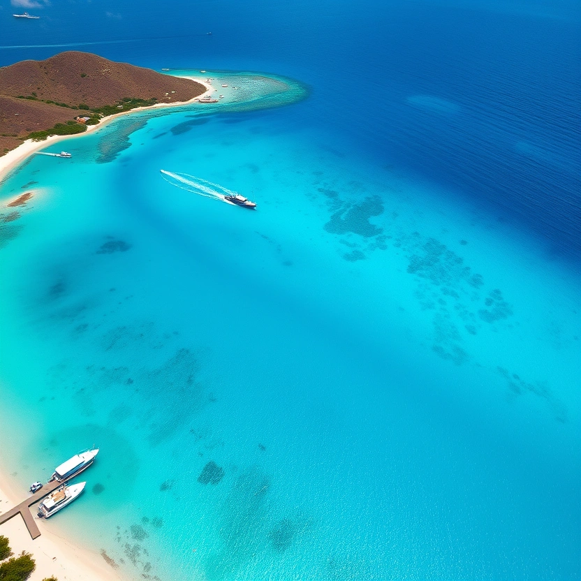 Aerial view of Shoal beachfront location on St. Thomas