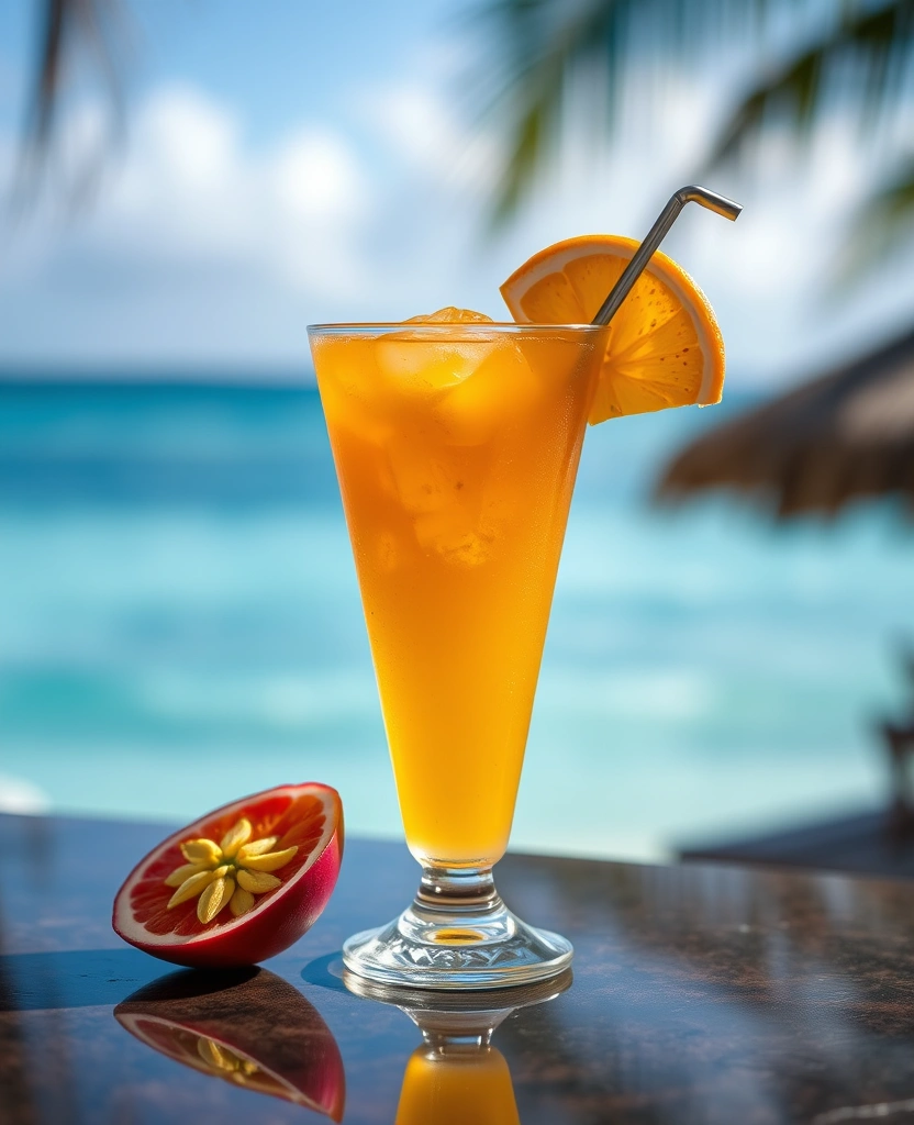 Passion fruit cocktail with vibrant tropical color